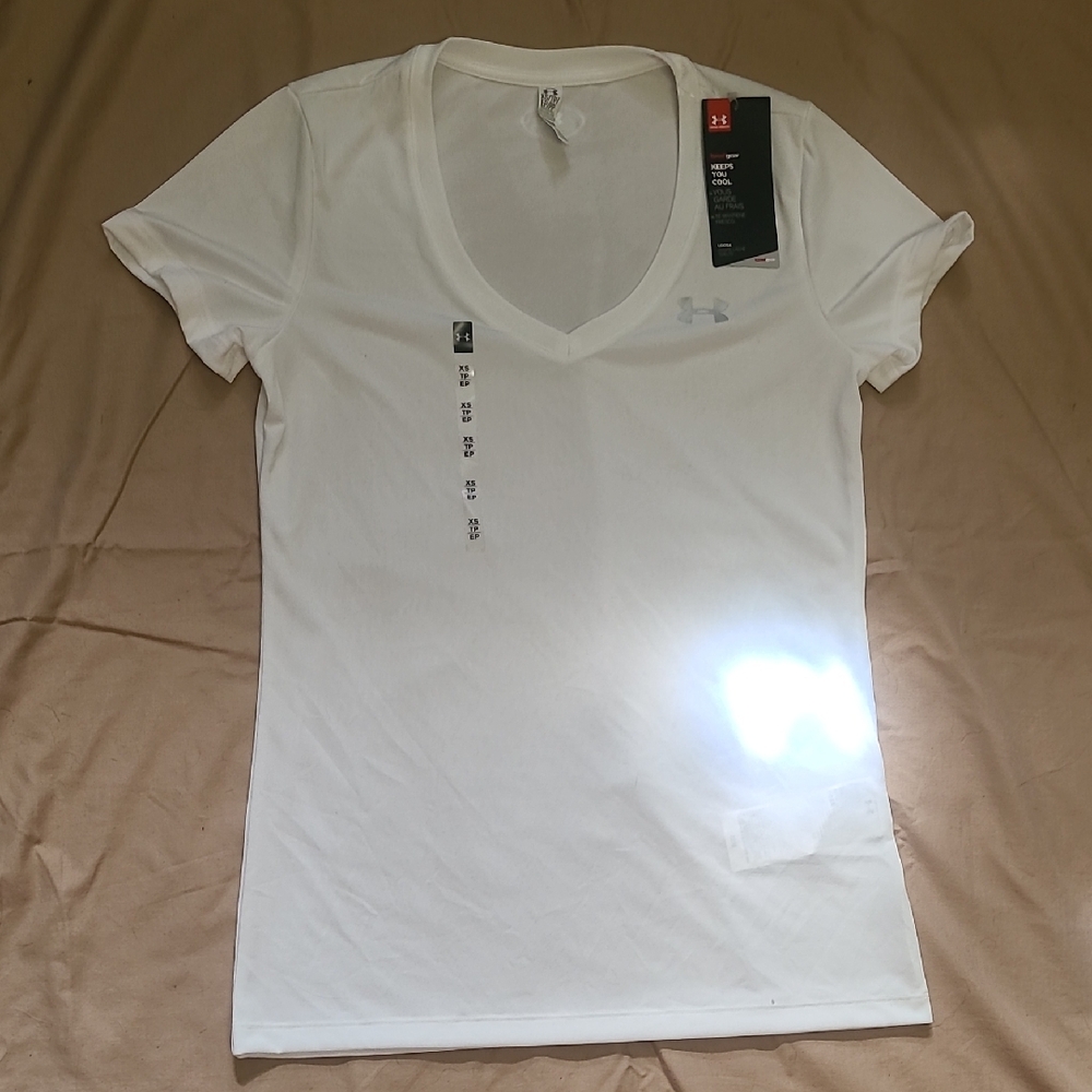 Under Armour White Fitted Short Sleeve T-Shirt